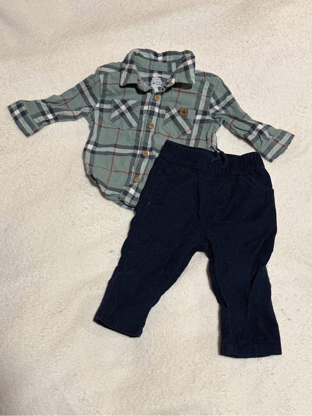 George Mint Green and Navy Plaid Button-Up Shirt